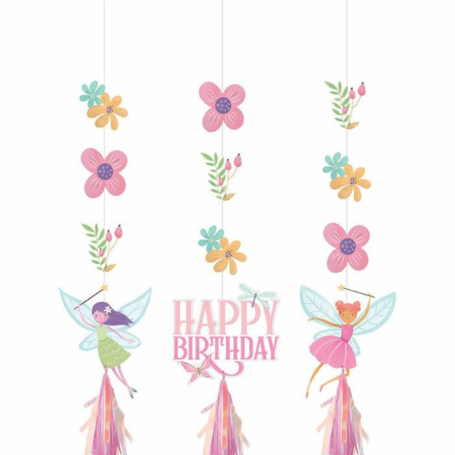 Birthdays * | Creative Converting Fairy Forest Hanging Cutouts W/ Tassels 3Ct