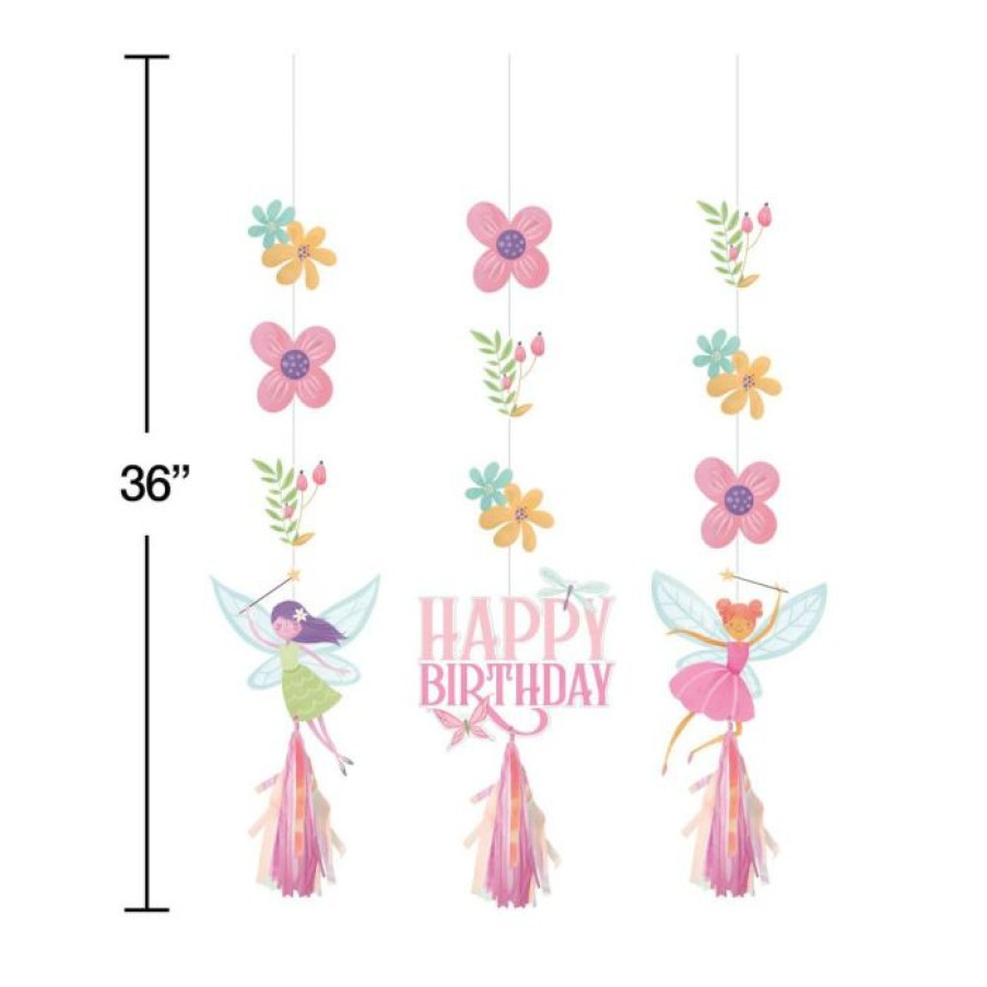 Birthdays * | Creative Converting Fairy Forest Hanging Cutouts W/ Tassels 3Ct