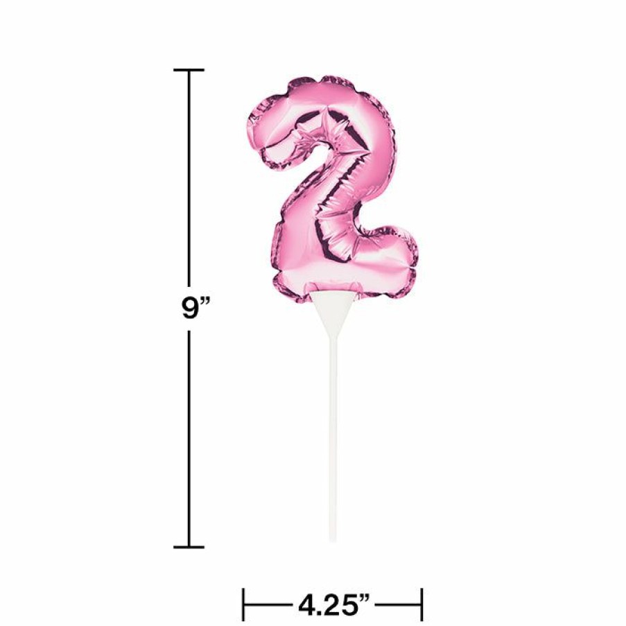 General Decorations * | Creative Converting General Decorations Pink 2 Number Balloon Cake Topper (12/Case)