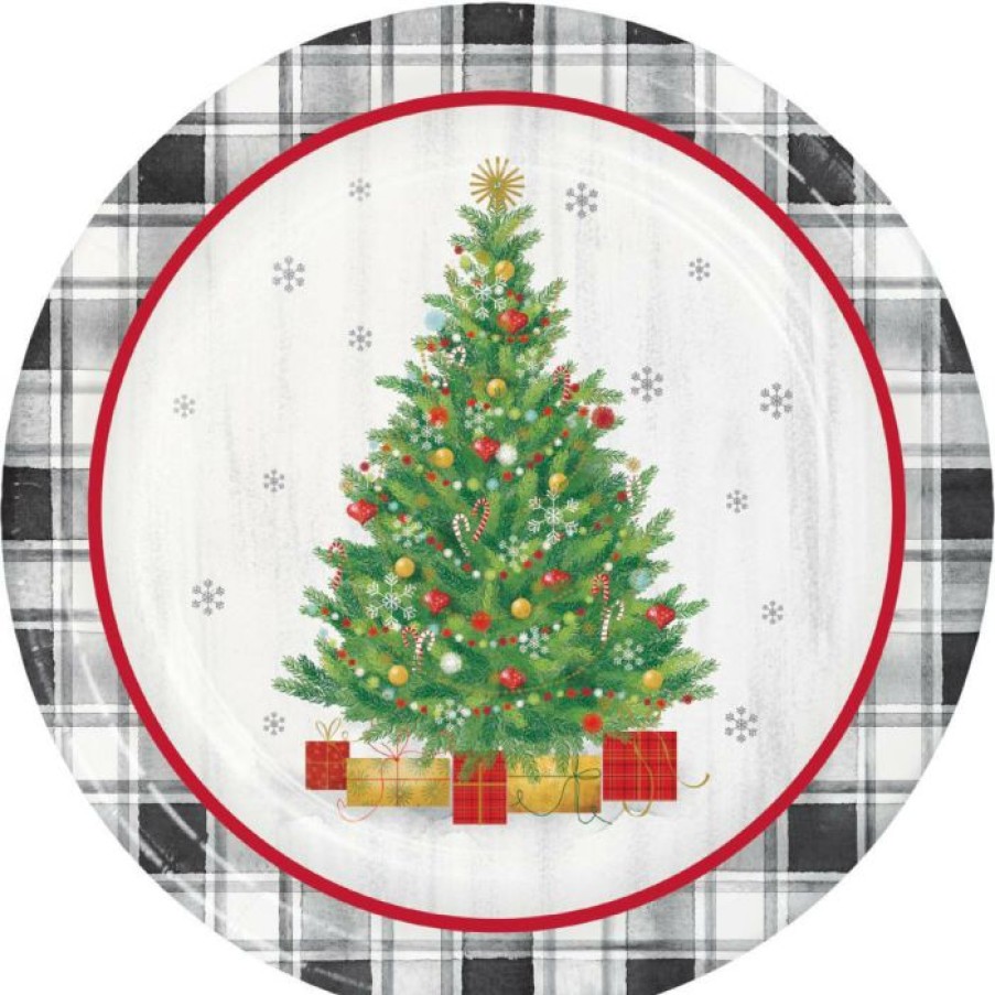 Holidays * | Creative Converting Holiday Tree Dinner Plate, 8 Ct