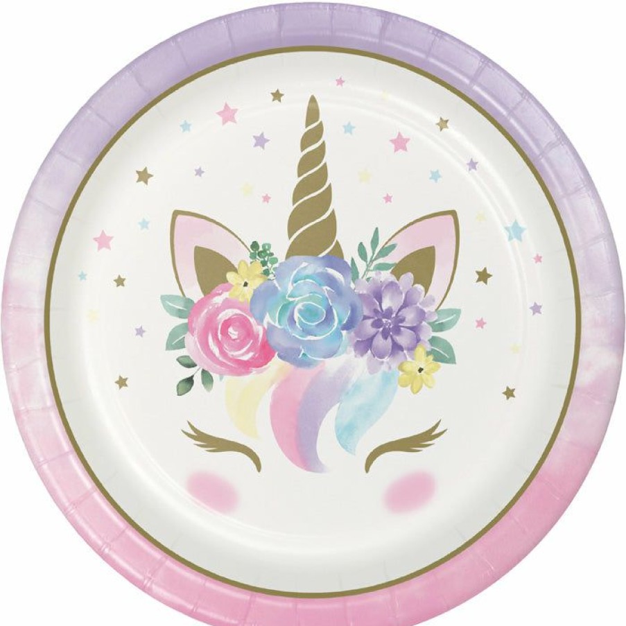 Baby Showers * | Creative Converting Unicorn Baby Shower Paper Plates, Pack Of 8