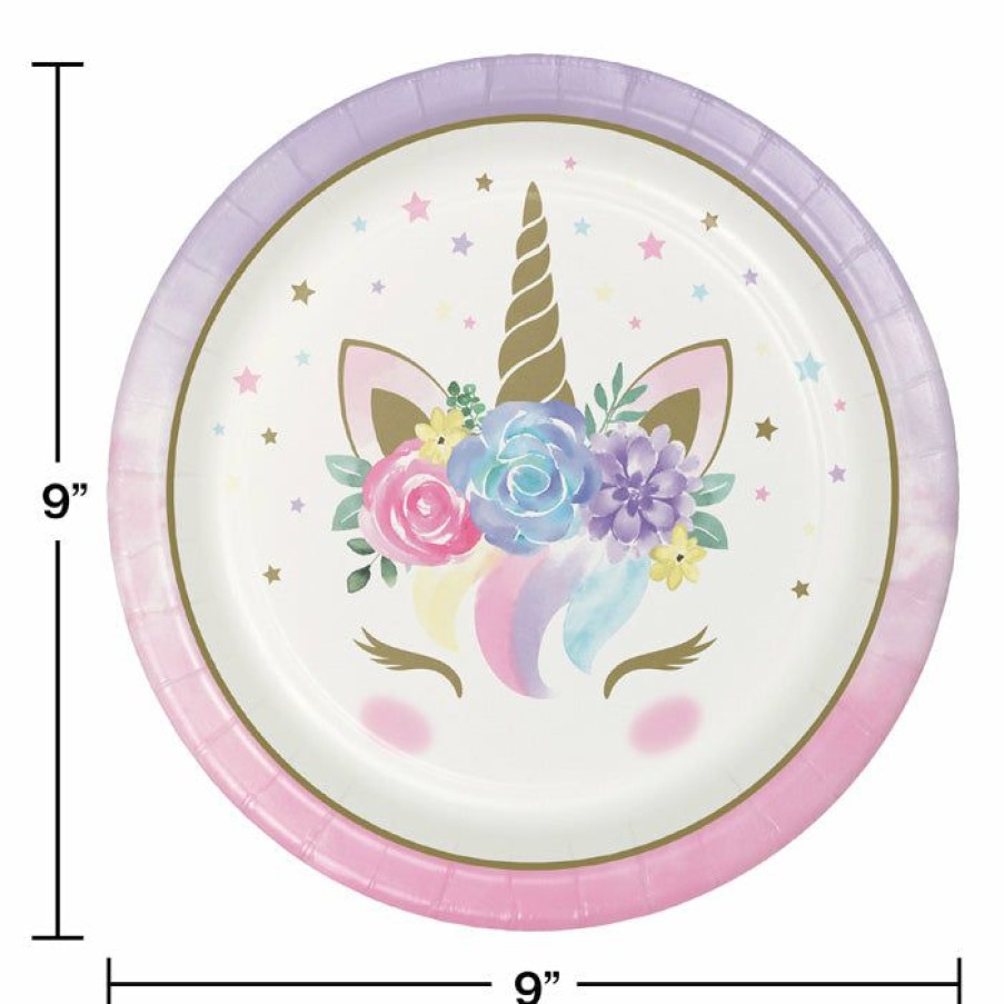 Baby Showers * | Creative Converting Unicorn Baby Shower Paper Plates, Pack Of 8