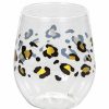 Themed Tableware * | Creative Converting Leopard 14Oz Stemless Wine Glass, Foil 1Ct Themed Tableware