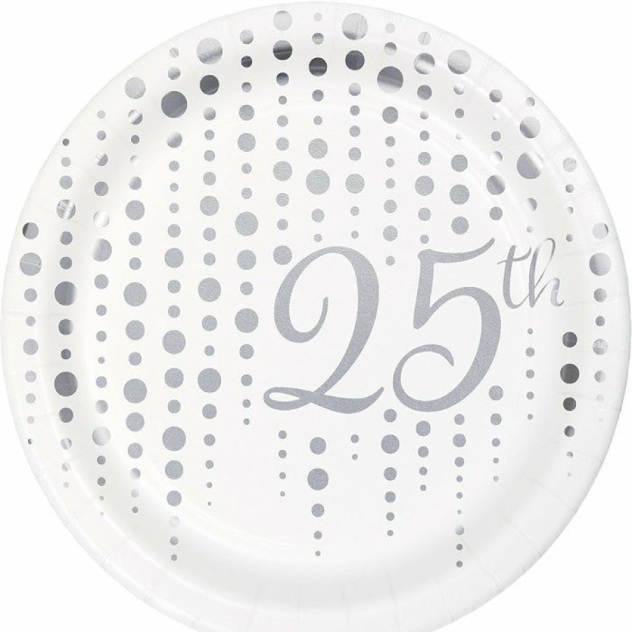 Bridal And Wedding * | Creative Converting Anniversary Decorations Sparkle And Shine Silver Dessert Plates, 8 Ct