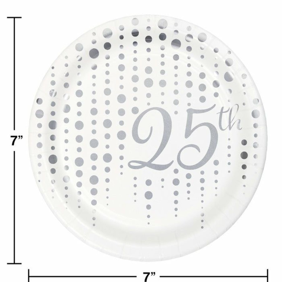 Bridal And Wedding * | Creative Converting Anniversary Decorations Sparkle And Shine Silver Dessert Plates, 8 Ct