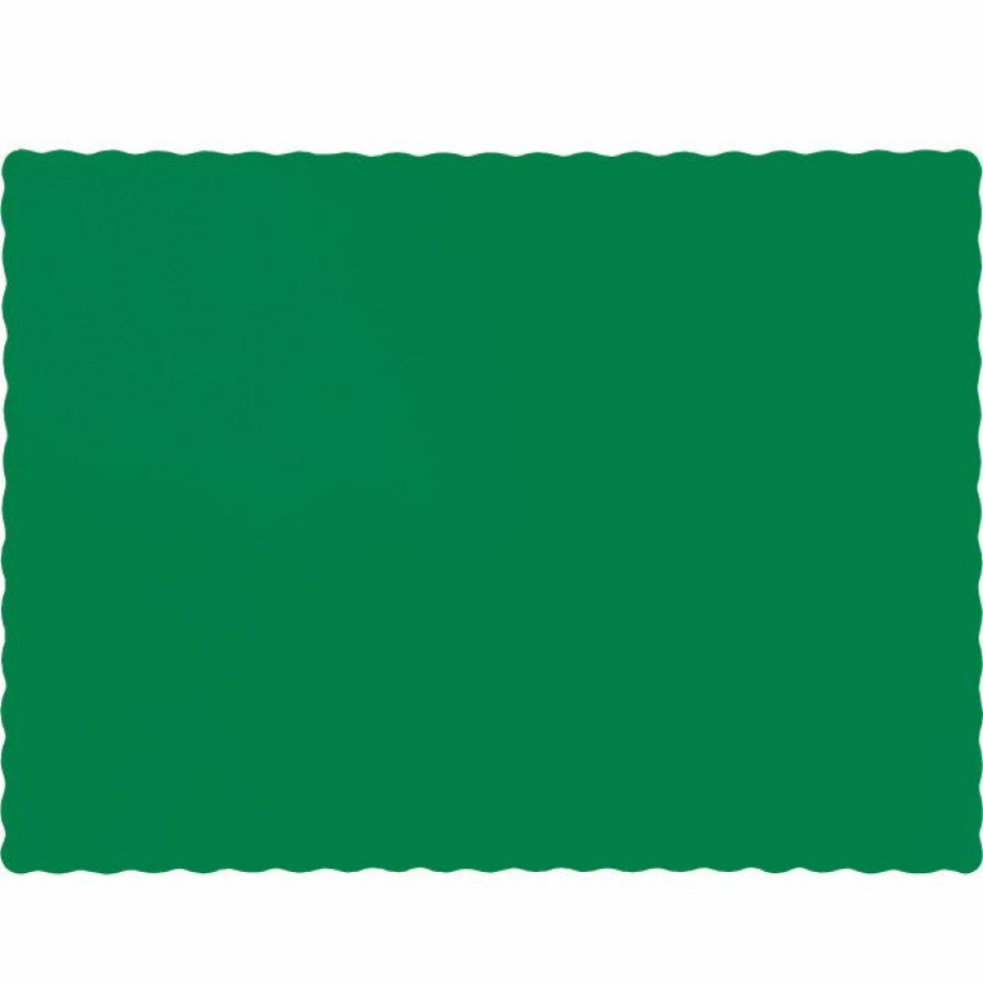 Solid Color Tableware * | Creative Converting Emerald Green Placemats, 50 Ct