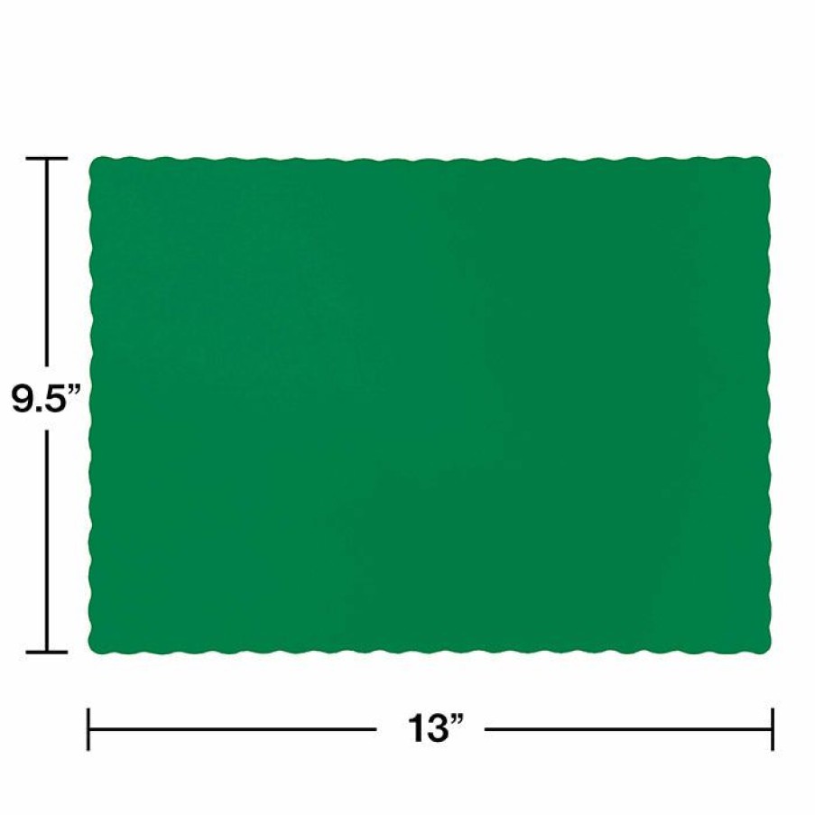 Solid Color Tableware * | Creative Converting Emerald Green Placemats, 50 Ct