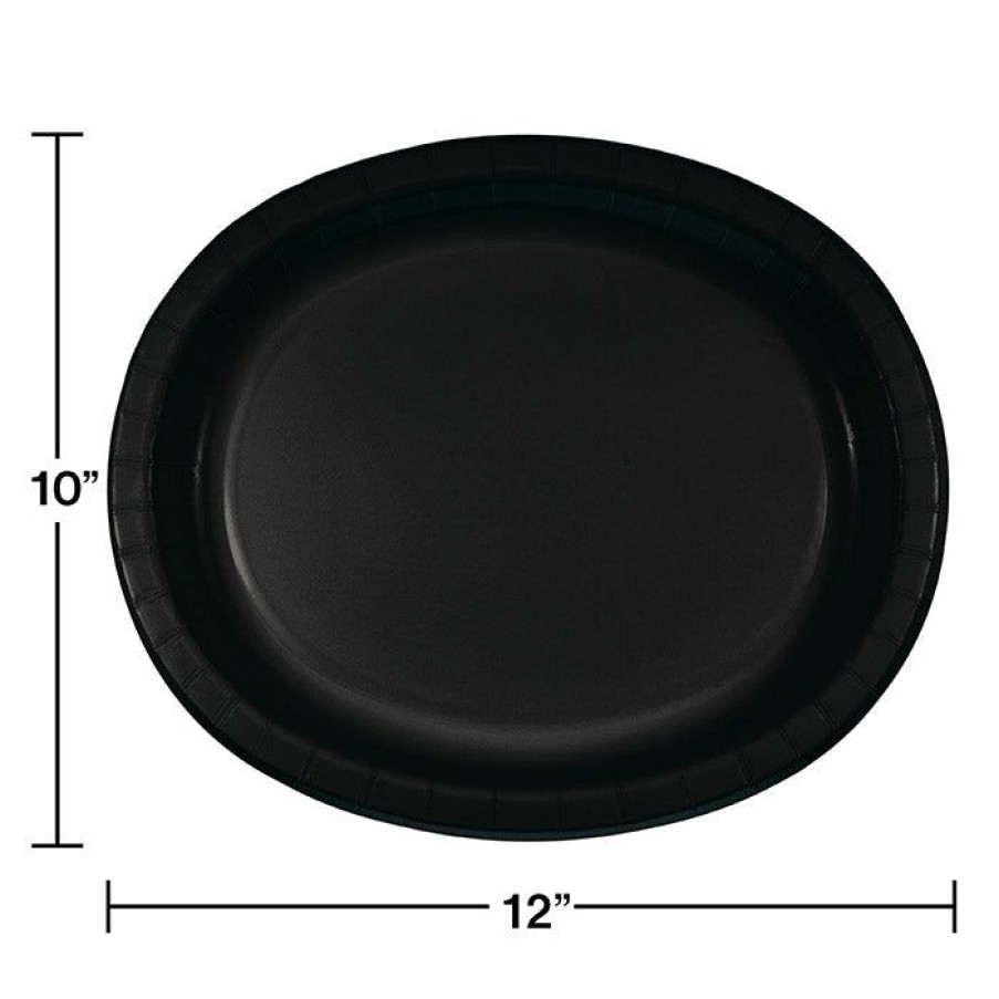 Solid Color Tableware * | Creative Converting Black Velvet Oval Platter 10 X 12 , 8 Ct Solid Color Tableware