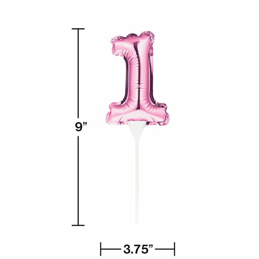 General Decorations * | Creative Converting General Decorations Pink 1 Number Balloon Cake Topper (12/Case)