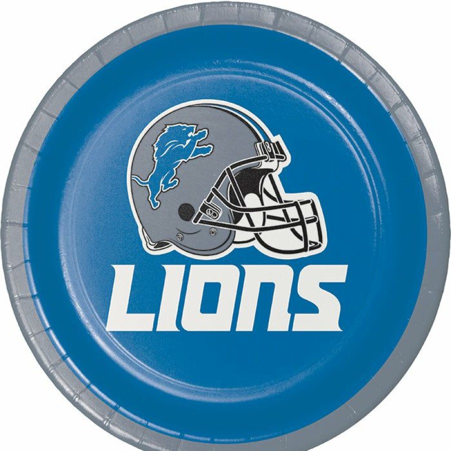 Sports * | Creative Converting Nfl And Football Party Supplies Detroit Lions Dessert Plates, 8 Ct