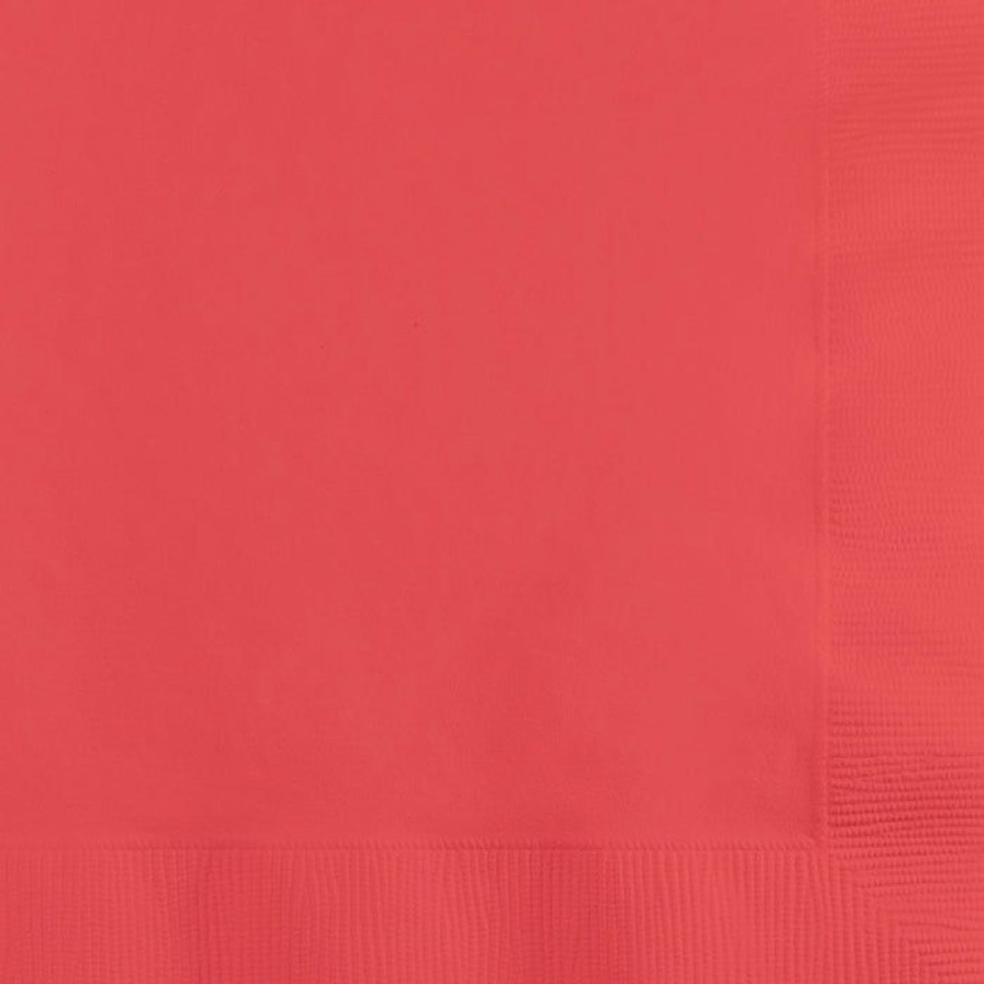 Solid Color Tableware * | Creative Converting Coral Dinner Napkins 3Ply 1/4Fld, 25 Ct Solid Color Tableware