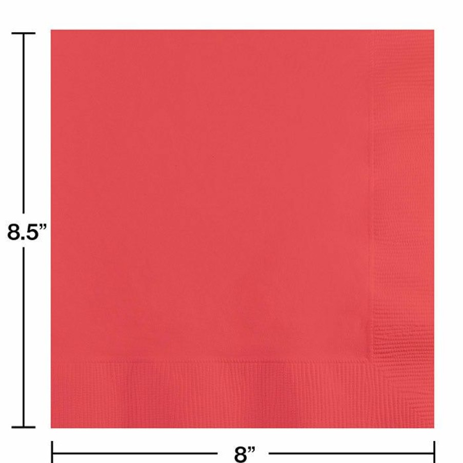 Solid Color Tableware * | Creative Converting Coral Dinner Napkins 3Ply 1/4Fld, 25 Ct Solid Color Tableware