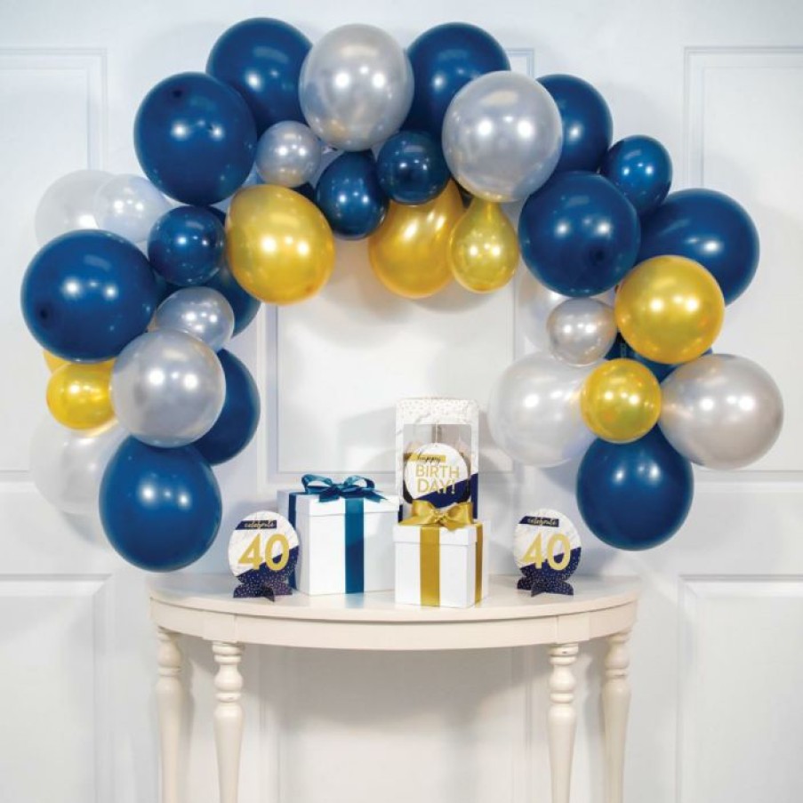 General Decorations * | Creative Converting Navy Gold And Silver Six Foot Balloon Arch Kit