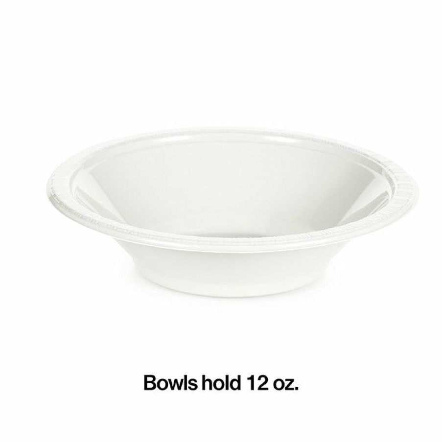 Solid Color Tableware * | Creative Converting White Premium Plastic Bowls 12 Oz., 20 Ct