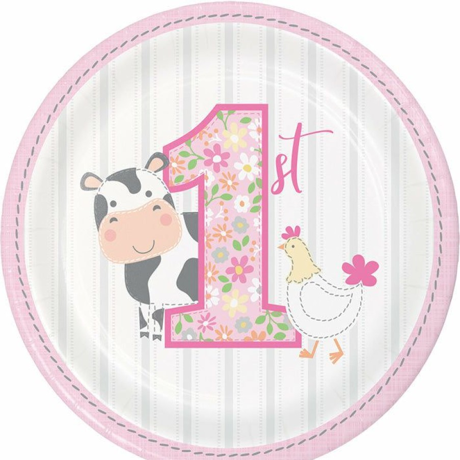 Birthdays * | Creative Converting Farmhouse Birthday Paper Pink Dessert Plates (96/Case)