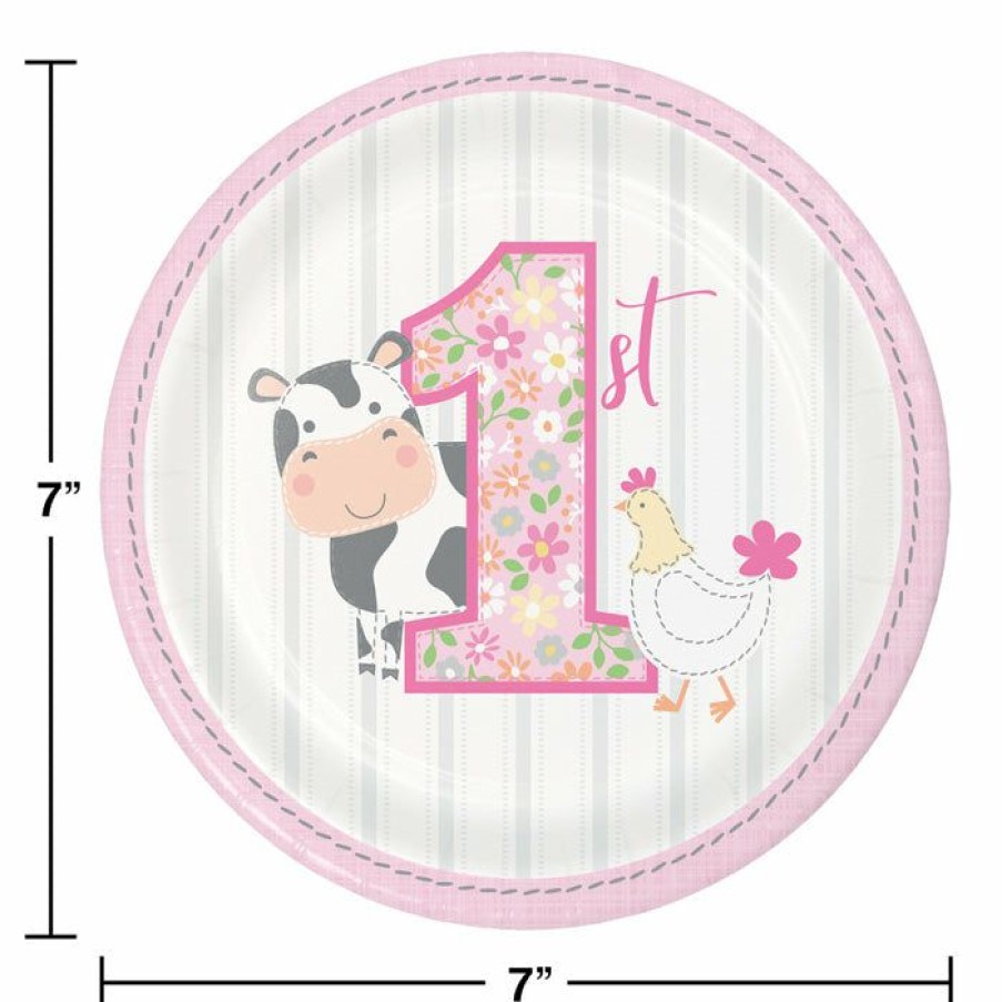 Birthdays * | Creative Converting Farmhouse Birthday Paper Pink Dessert Plates (96/Case)