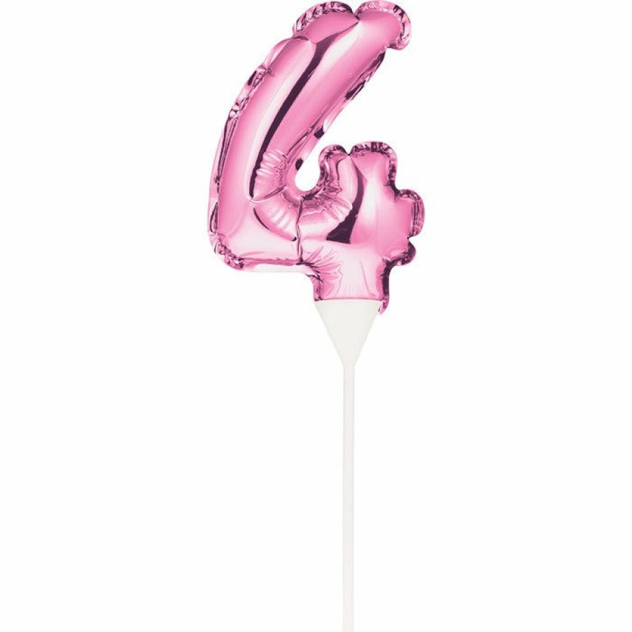 General Decorations * | Creative Converting Pink 4 Number Balloon Cake Topper (12/Case)