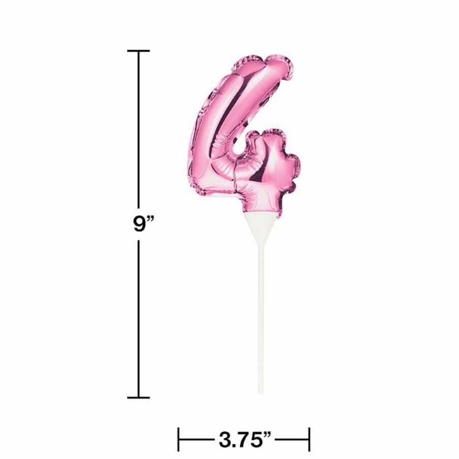 General Decorations * | Creative Converting Pink 4 Number Balloon Cake Topper (12/Case)