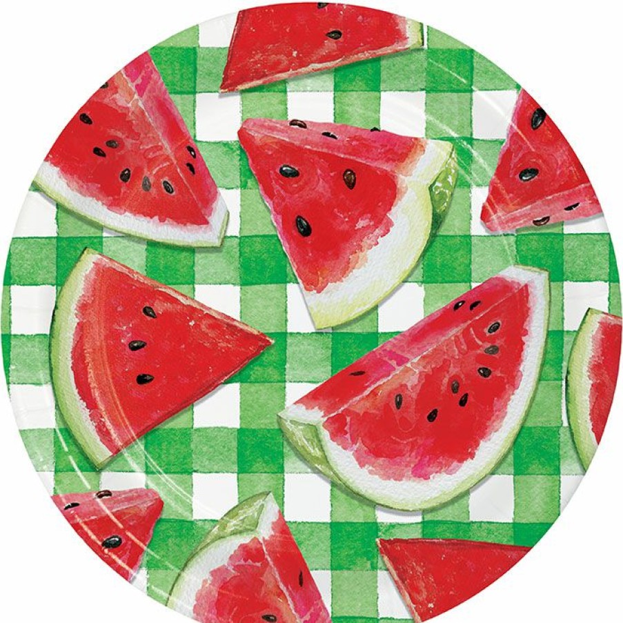 Holidays * | Creative Converting Watermelon Check Dessert Plate 8Ct