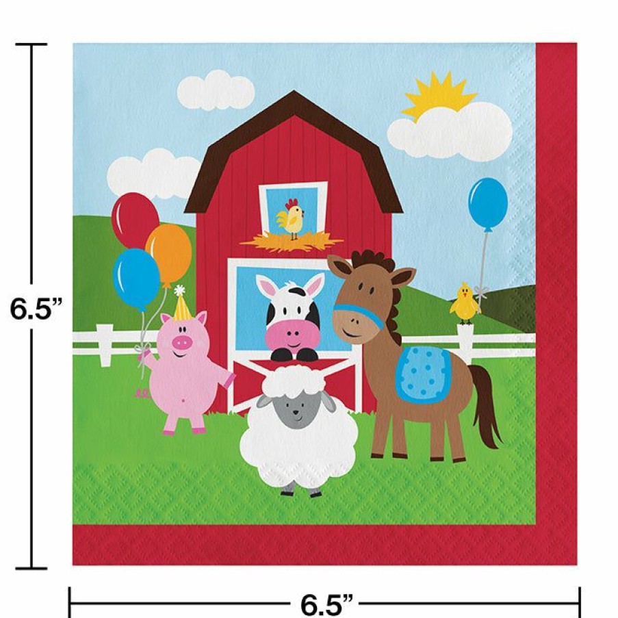 Birthdays * | Creative Converting Kids Birthday Party Themes Farm Fun Napkins, 18 Ct