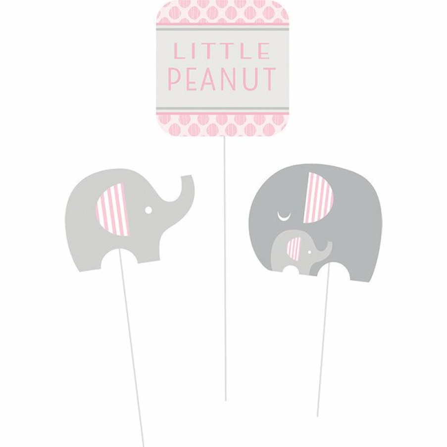 Baby Showers * | Creative Converting Little Peanut Girl Elephant Diy Centerpiece Sticks, 3 Ct