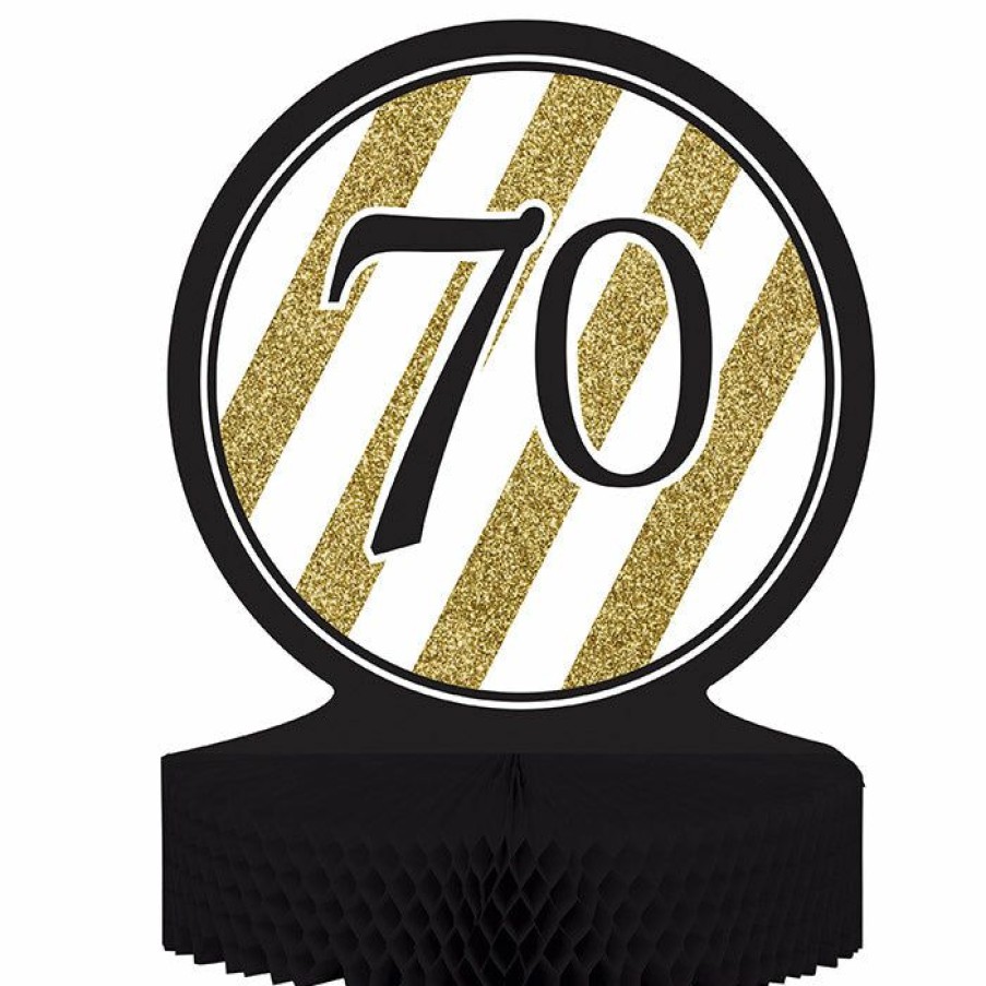 Birthdays * | Creative Converting Black And Gold 70Th Birthday Centerpiece