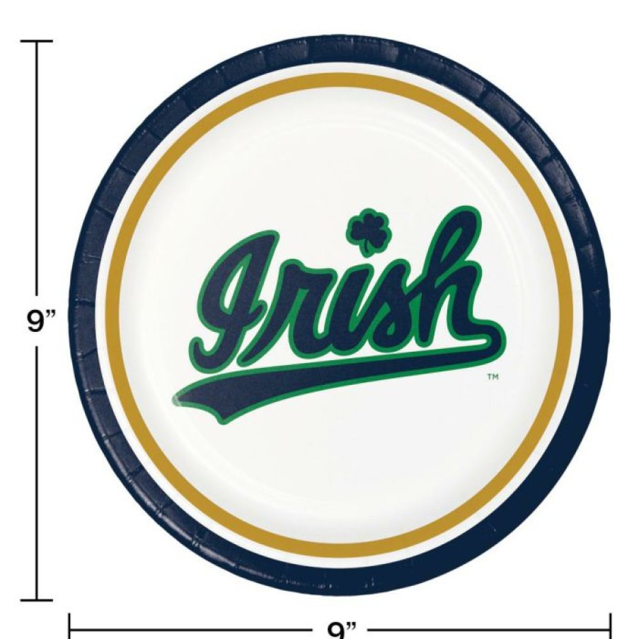 Sports * | Creative Converting University Of Notre Dame Dinner Plate 8Ct Ncaa College Themed Party Decorations