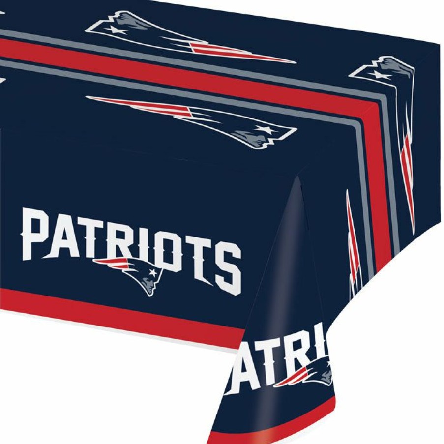 Sports * | Creative Converting Nfl And Football Party Supplies New England Patriots Plastic Table Cover, 54 X 102