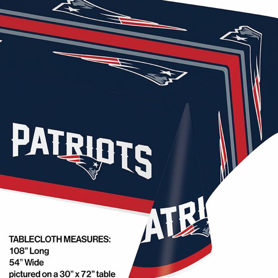 Sports * | Creative Converting Nfl And Football Party Supplies New England Patriots Plastic Table Cover, 54 X 102