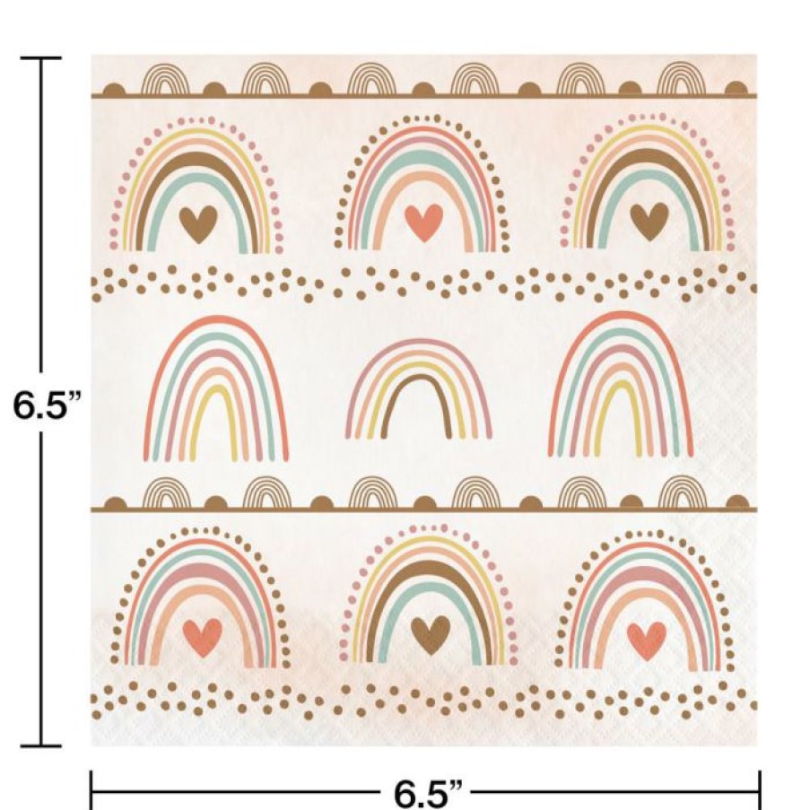 Birthdays * | Creative Converting 1St Birthday Party Themes Boho Rainbow Luncheon Napkin 16Ct