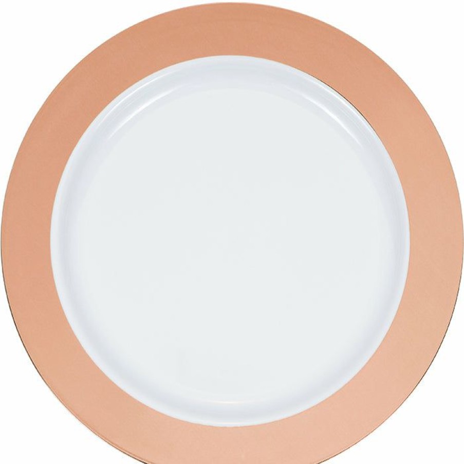 Bridal And Wedding * | Creative Converting 9 Rosegold Rim Plastic Plate 10Ct Bridal And Wedding