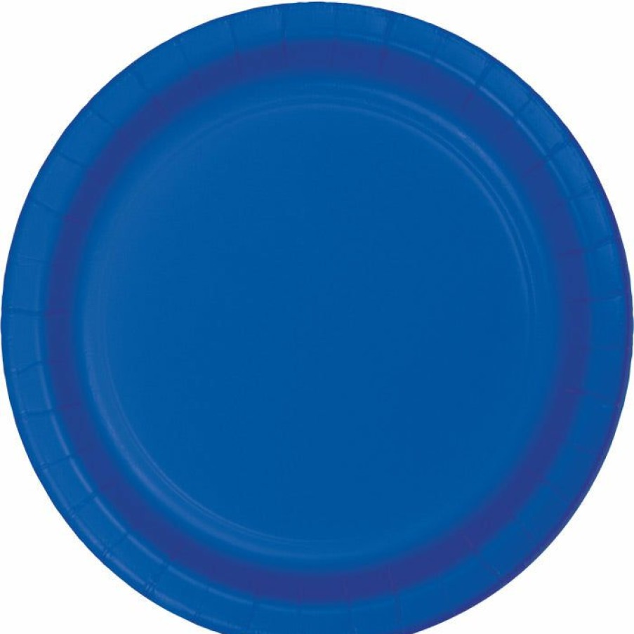 Solid Color Tableware * | Creative Converting Cobalt Blue Dessert Plates, 24 Ct