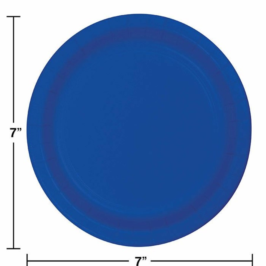 Solid Color Tableware * | Creative Converting Cobalt Blue Dessert Plates, 24 Ct