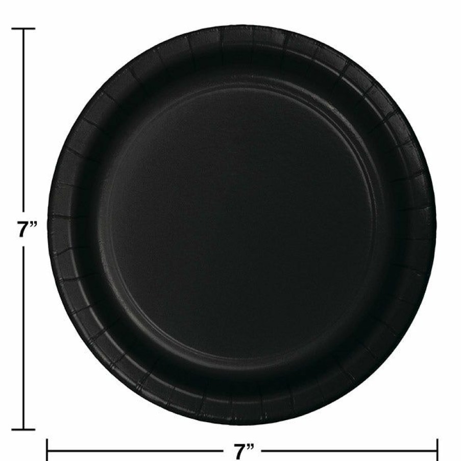 Solid Color Tableware * | Creative Converting Black Dessert Plates, 8 Ct Solid Color Tableware