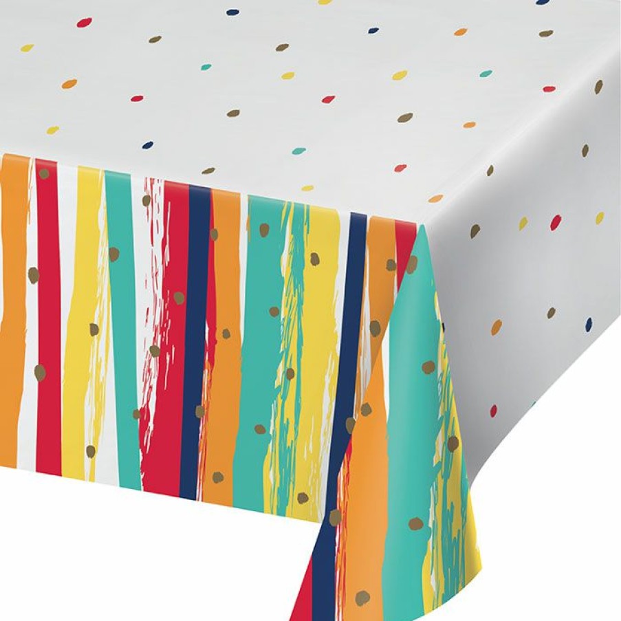 Birthdays * | Creative Converting Birthday Stripes Tablecover, Paper 1Ct Adult Birthday Party Themes