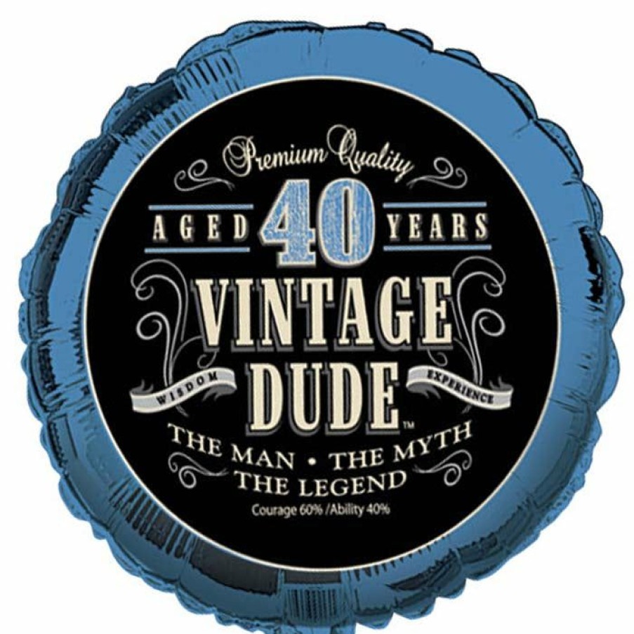 Birthdays * | Creative Converting Adult Birthday Party Themes Vintage Dude Metallic Balloon 18 , '40