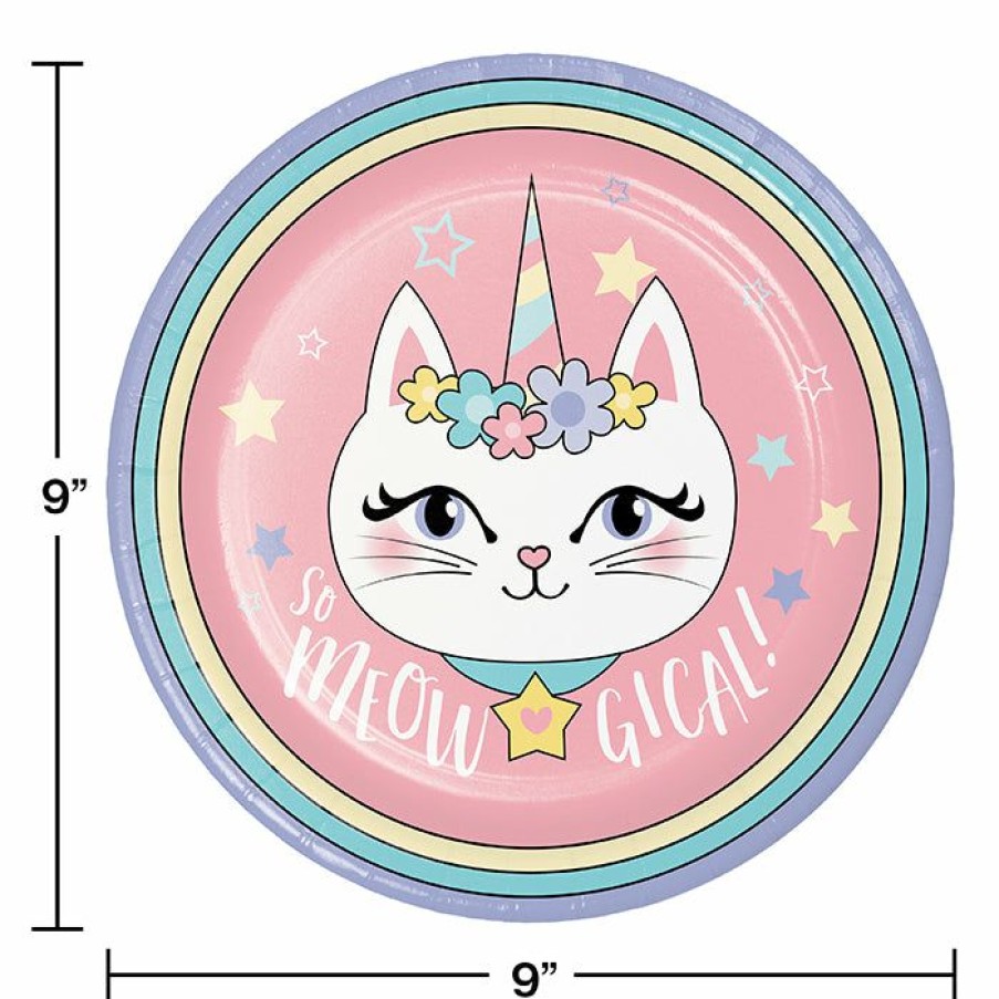 Birthdays * | Creative Converting Sassy Caticorn Dinner Plate 8Ct Kids Birthday Party Themes