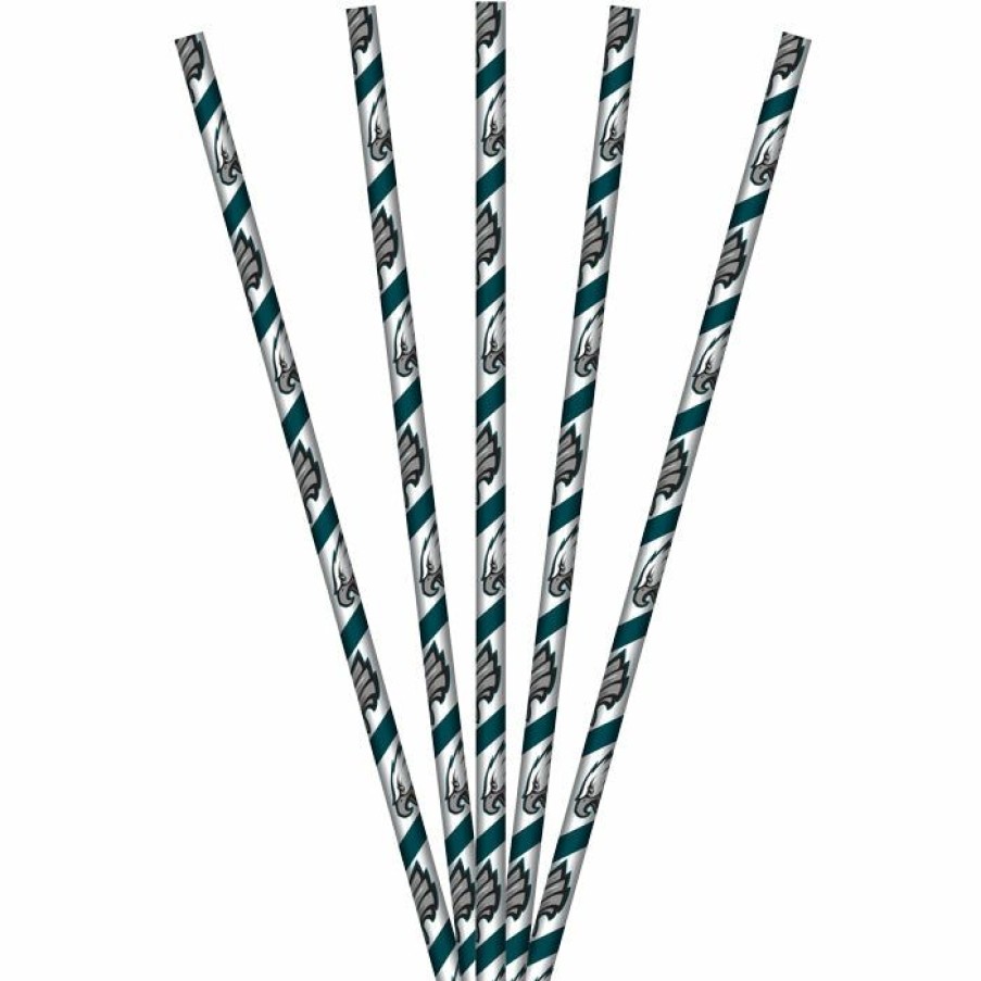 Sports * | Creative Converting Philadelphia Eagles Paper Straws, 24 Ct