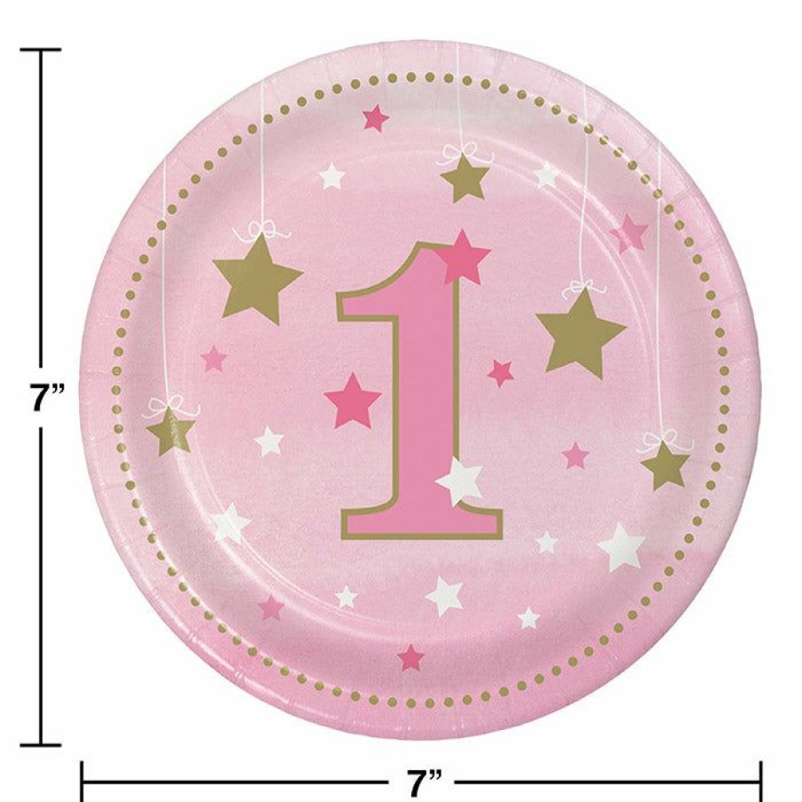 Birthdays * | Creative Converting 1St Birthday Party Themes One Little Star Girl 1St Birthday Dessert Plates, 8 Ct