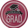 Graduation Party Supplies * | Creative Converting Graduation School Spirit Burgundy Red Paper Plates, 18 Ct Graduation Party Supplies