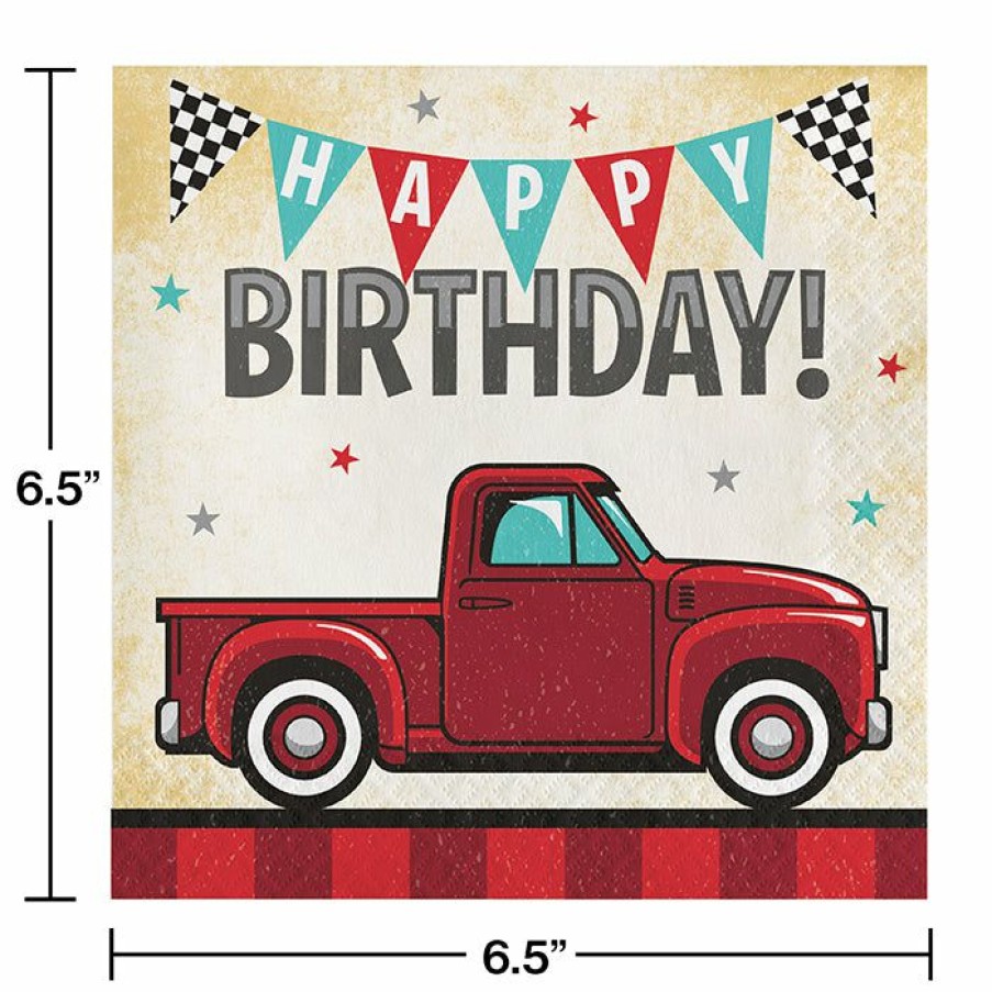 Birthdays * | Creative Converting Vintage Red Truck Luncheon Napkin 16Ct