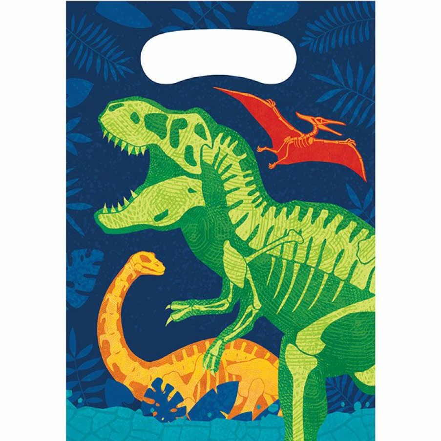 Birthdays * | Creative Converting Dino Dig Loot Bag 8Ct Kids Birthday Party Themes