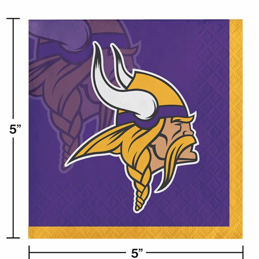 Sports * | Creative Converting Nfl And Football Party Supplies Minnesota Vikings Beverage Napkins, 16 Ct