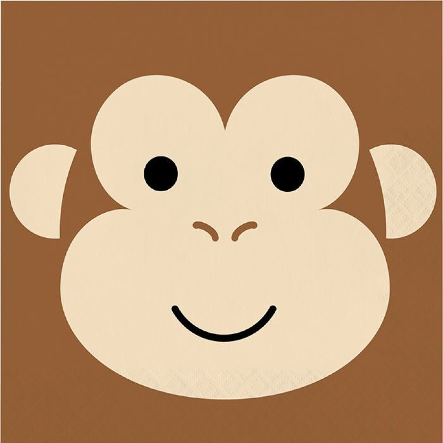 Birthdays * | Creative Converting Animal Faces Luncheon Napkin, Monkey 16Ct Kids Birthday Party Themes