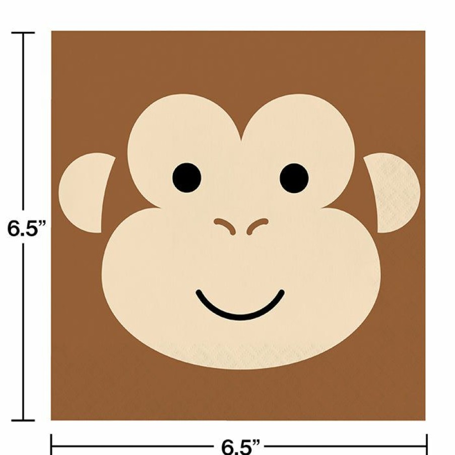 Birthdays * | Creative Converting Animal Faces Luncheon Napkin, Monkey 16Ct Kids Birthday Party Themes