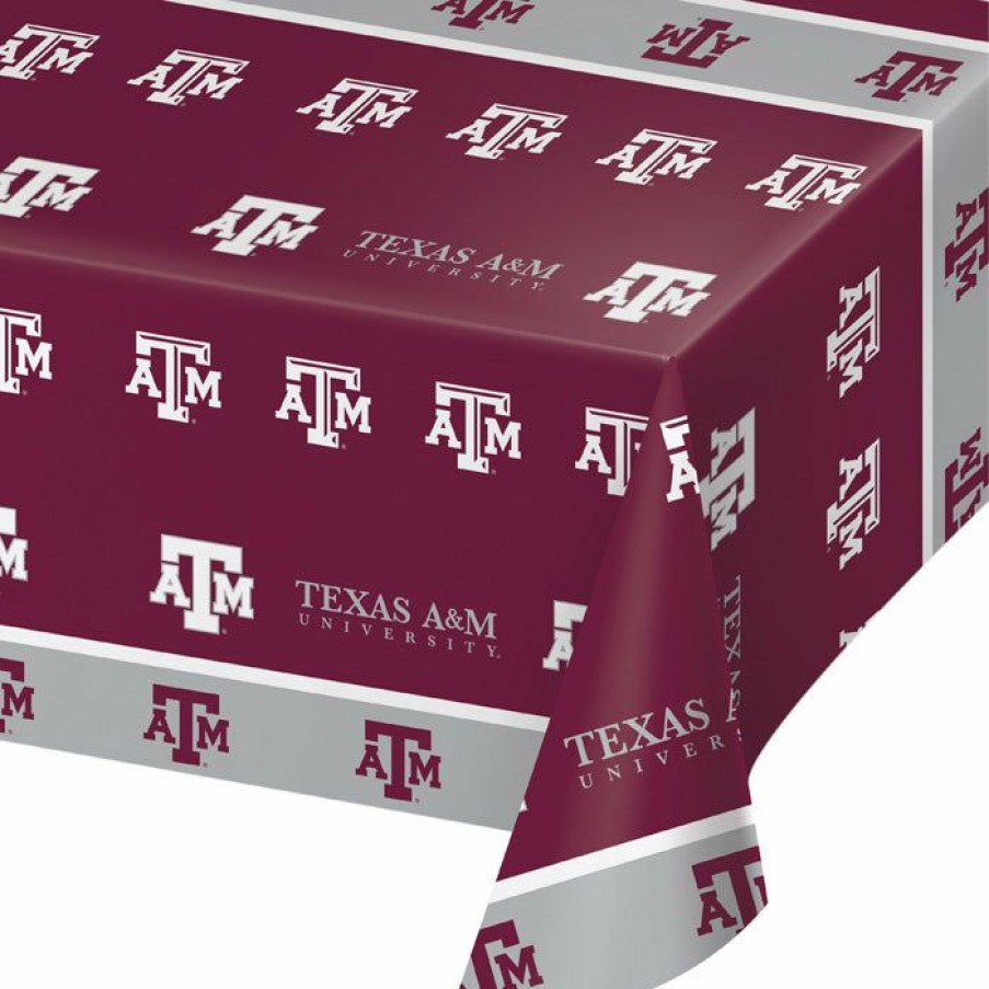 Sports * | Creative Converting Texas A And M University Plastic Table Cover, 54 X 108