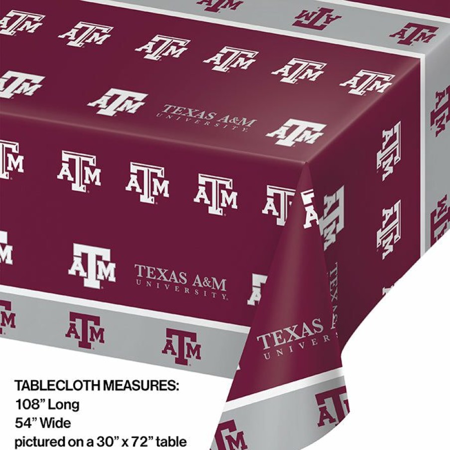 Sports * | Creative Converting Texas A And M University Plastic Table Cover, 54 X 108