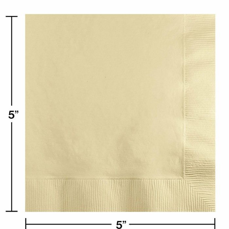 Solid Color Tableware * | Creative Converting Ivory Beverage Napkin, 3 Ply, 50 Ct