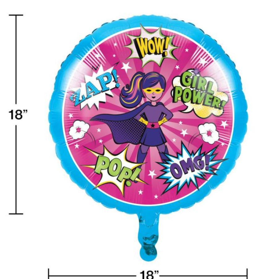 Birthdays * | Creative Converting Kids Birthday Party Themes Girl Superhero Metallic Balloon 18 (Case Pack Of 10)