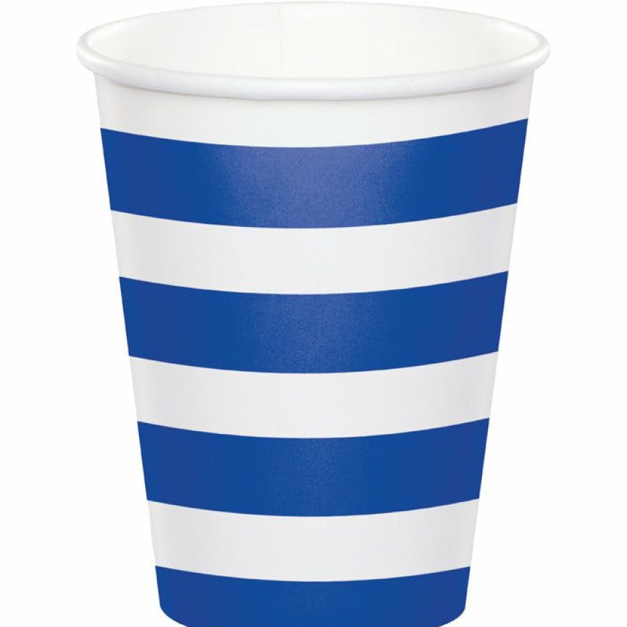 Themed Tableware * | Creative Converting Themed Tableware Dots & Stripes Cobalt Hot/Cold Cups 8Oz. 8Ct